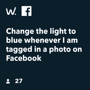 PunkRckProfssor's tweet photo. Recommended Recipe by WiZ: Set WiZ lights to blue when tagged in a Facebook photo https://t.co/IEt5mY1i8l https://t.co/8c9c5EI9cV