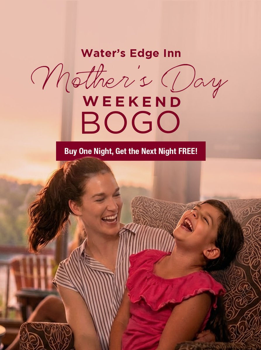 WatersEdgeADK's tweet photo. Celebrate Mom this 𝓜𝓸𝓽𝓱𝓮𝓻'𝓼 𝓓𝓪𝔂 weekend at Water's Edge Inn! 💐 Book a night and get the second night FREE — the perfect way to pamper her.

Limited-time Mother's Day offer. 🌷🦌

Book now: https://t.co/uPB4Hld0GT https://t.co/XaVcse8Azt