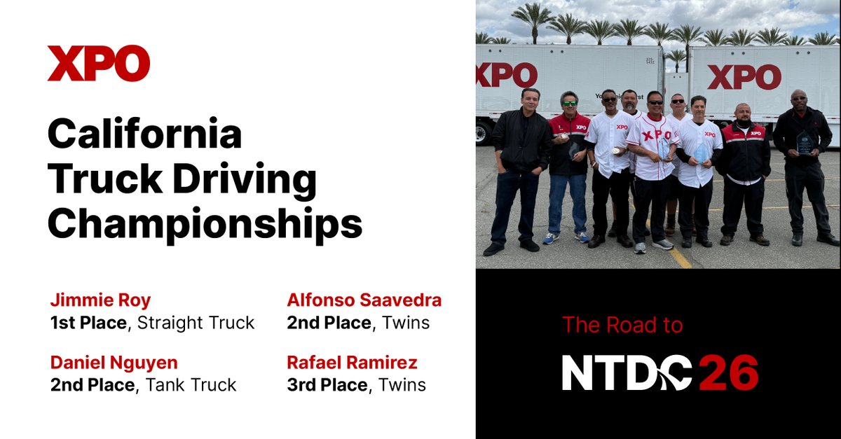 XPOLogistics's tweet photo. Another great day for XPO! Congratulations to Jimmie for his first-place win, as well as Daniel, Alfonso and Rafael for placing in their categories. https://t.co/ewOvhoXqBO
