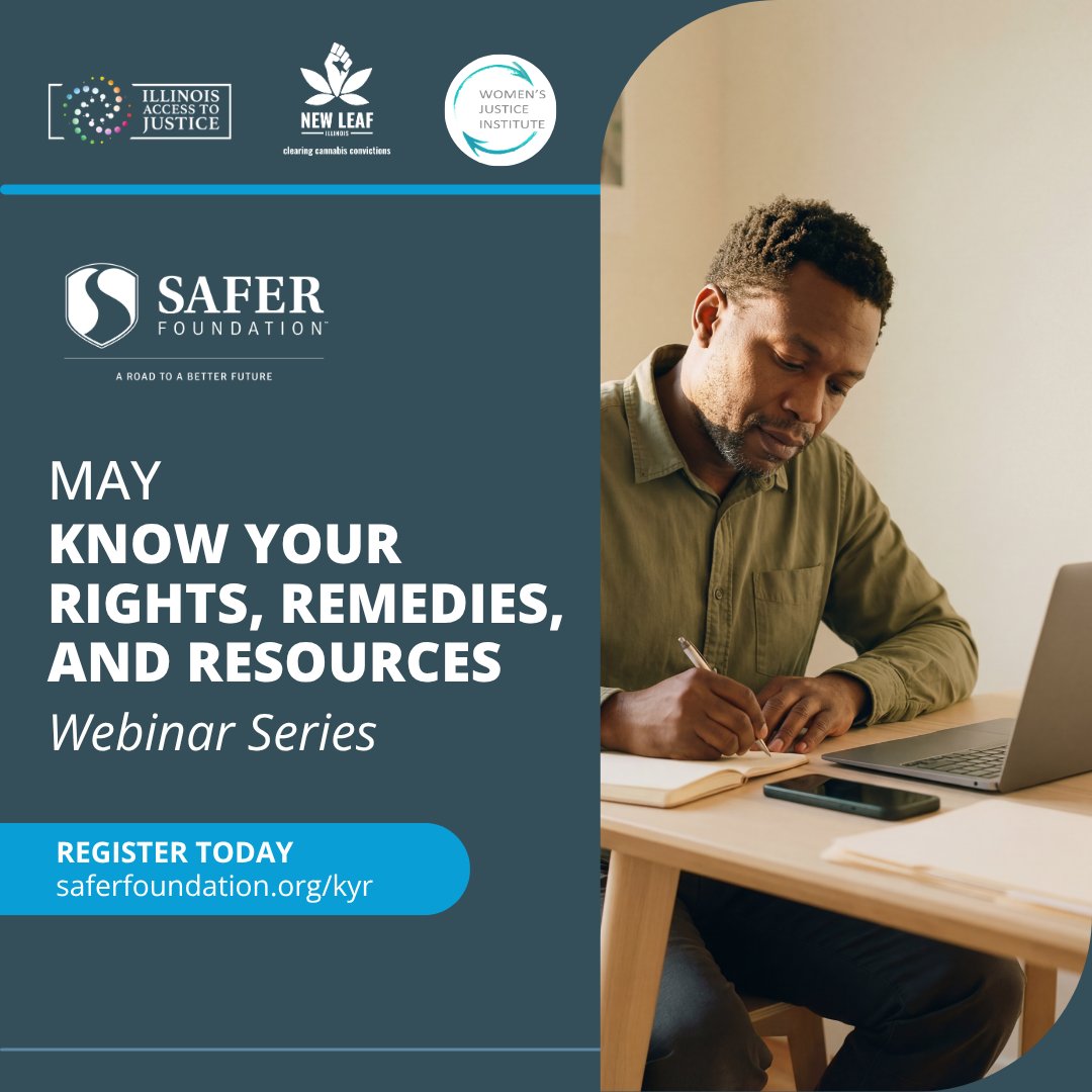 SaferFoundation's tweet photo. 📢 Know Your Rights, Remedies, and Resources Webinar Series 📢

Join us this month for this  free webinar series. Learn valuable information to support your rights and access crucial resources.

For more information and to register visit: https://t.co/bggFoNrkkW https://t.co/pxHE0rhCIA