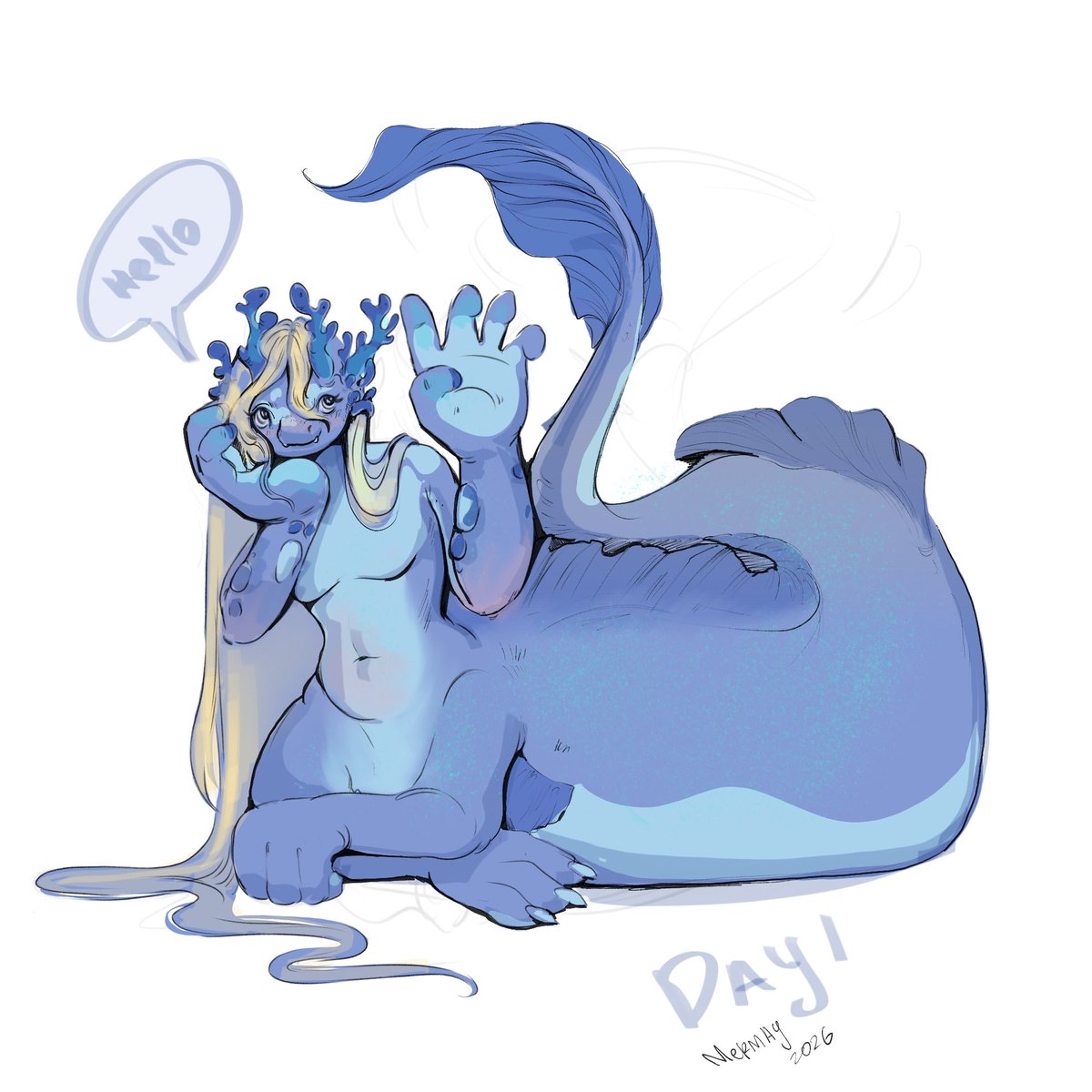 opaluim's tweet photo. Unfortunately, because of work, I haven't had time to draw #mermay  this year 
my 1 and 2 Days 
#mermaids #draw #mermay2026 #dragon #hello #digimonart #angelmon #digimon https://t.co/hFlb0R39Sl
