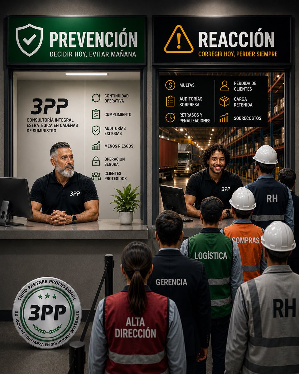 3ppScp's tweet photo. Las empresas más fuertes no reaccionan tarde.  
Previenen antes de que una auditoría, multa o incidente detenga su operación.

#CTPAT #OEA #GestionDeRiesgos #CadenaDeSuministro #3PP #RamiroLuviano #ClifsOñate https://t.co/MzBYHghOWn