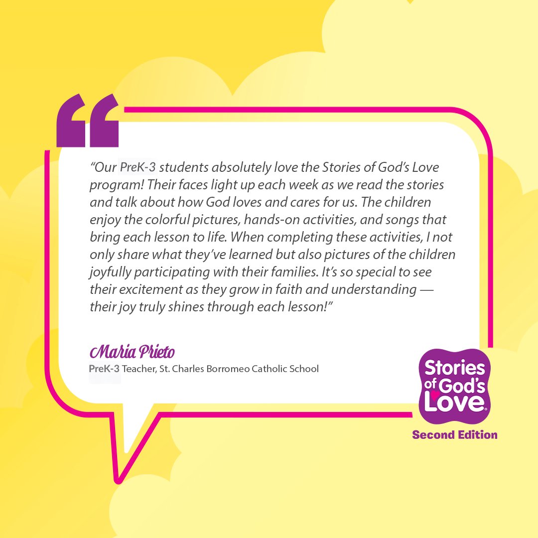 RCLBenziger's tweet photo. Do you know about Stories of God's Love Second Edition?

💜 Check out what one early childhood educator has to say about their experience and tap here: https://t.co/RBIt5cVnBJ to visit our website to learn more today! https://t.co/NlQOaaOdaV