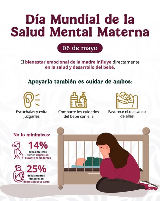 Hoy, en el Día Mundial de la Salud Mental Materna, recordamos que el bienestar emocional de una madre impacta directamente en la salud de su bebé.
Acompañarlas, escucharlas y compartir los cuidados hace una diferencia real.
#SaludMentalMaterna