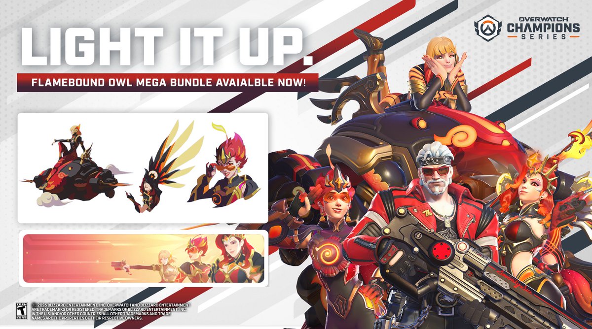 #LightItUp? What year is it?

The Flamebound OWL Mega Bundle brings the heat with  new looks for Mercy, DVa, Tracer, and Soldier: 76, as well as three new sprays and a fiery new Name Card! 

Grab your bundle today: bit.ly/SHOPOWCS