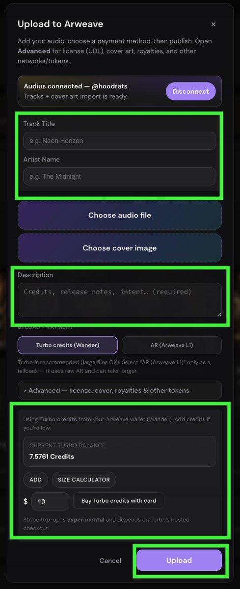 StreamVaultweb3's tweet photo. The easiest way to upload your #IndieMusic to #Arweave, import from #Audius or upload a file and publish in minutes.

- Audio + cover art stay linked
- Clear staged upload progress + tx links
- Faster playback while gateways propagate

Try it 👉https://t.co/mWPVte5dES https://t.co/CH7LnoW36v