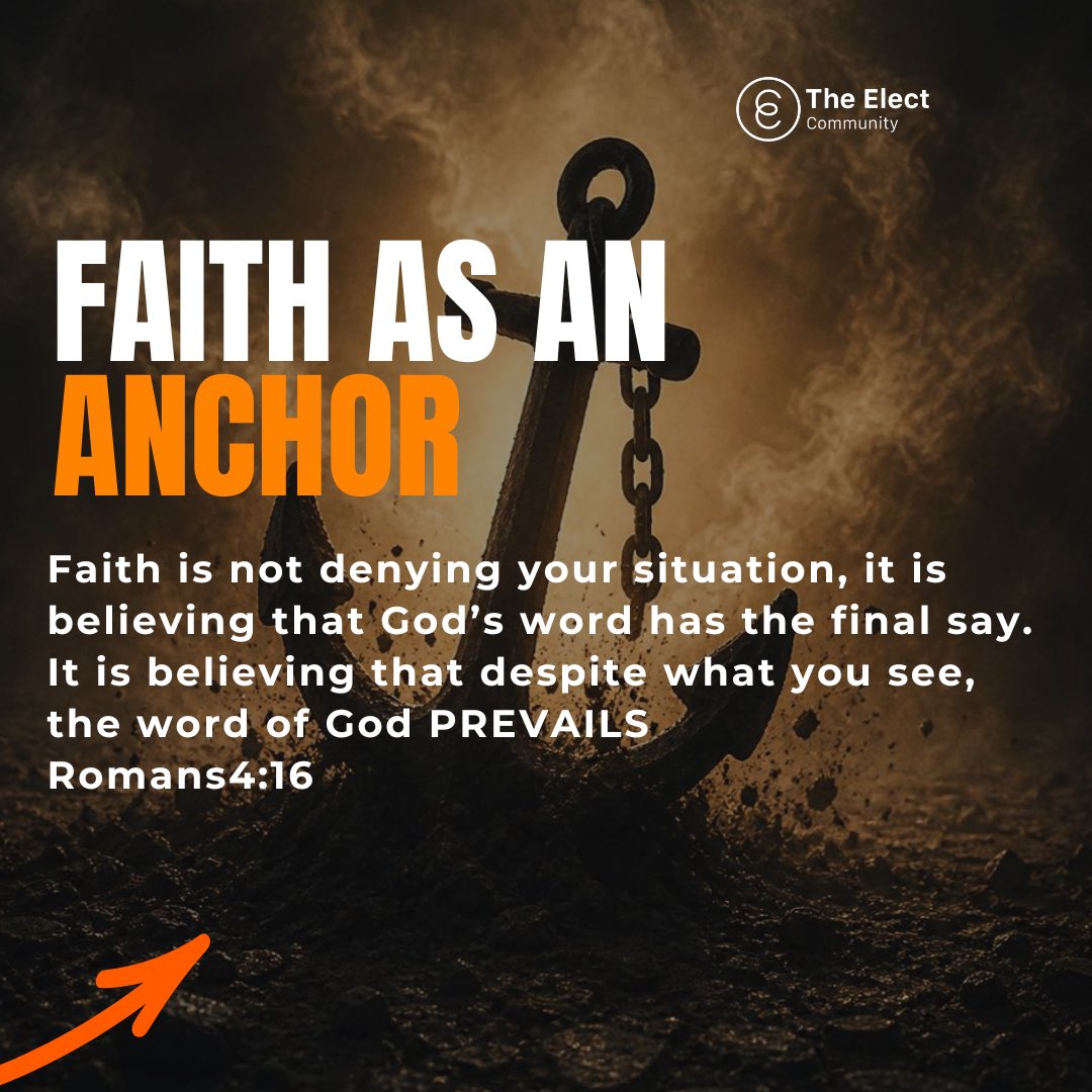 theelect_global's tweet photo. Faith is not denying the storm
It is believing that despite it all, God’s Word prevails. 
When life gets turbulent, faith keeps us steady.
The question is: What is anchoring you?

#FaithAsAnAnchor #Hebrews619 #Romans416 #Faith #TrustGod #AnchoredInFaith https://t.co/jTDJuBJgwr
