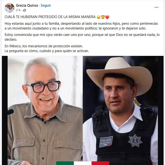 A Grecia Quiroz se le olvida que Carlos Manzo contaba con toda la protección, pero su circulo cercano lo puso a la mano del tirador.
