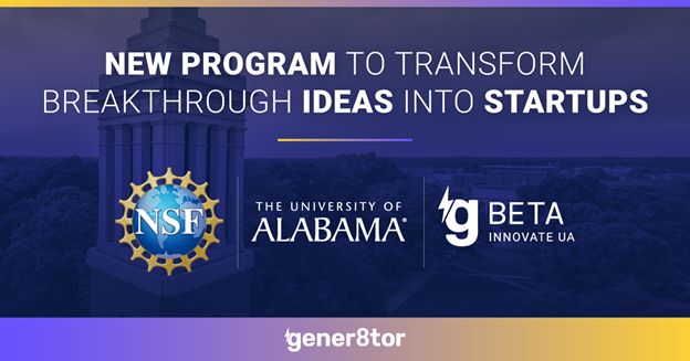 UATechTransfer's tweet photo. The University of Alabama, in collaboration with gener8tor and supported by NSF, is launching gBETA Innovate UA, a new startup accelerator designed to transform university research into scalable companies. 

Apply or learn more: https://t.co/SZKp8870wq https://t.co/2fGPV8t4g4
