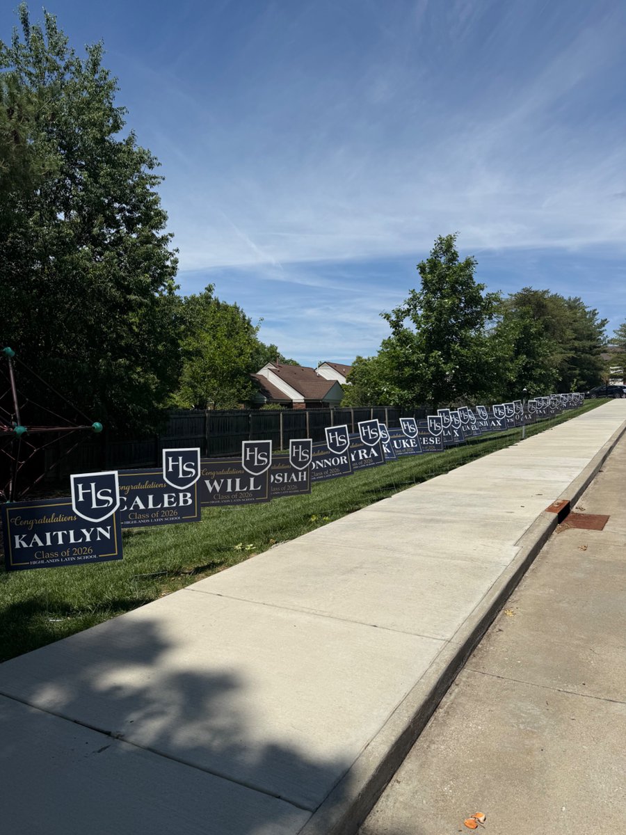 HighlandsLatin's tweet photo. Senior signs are up, marking the countdown to the end of the school year. We are so grateful for these students and will cherish their last few weeks with us. https://t.co/DlrsZ8mwtn