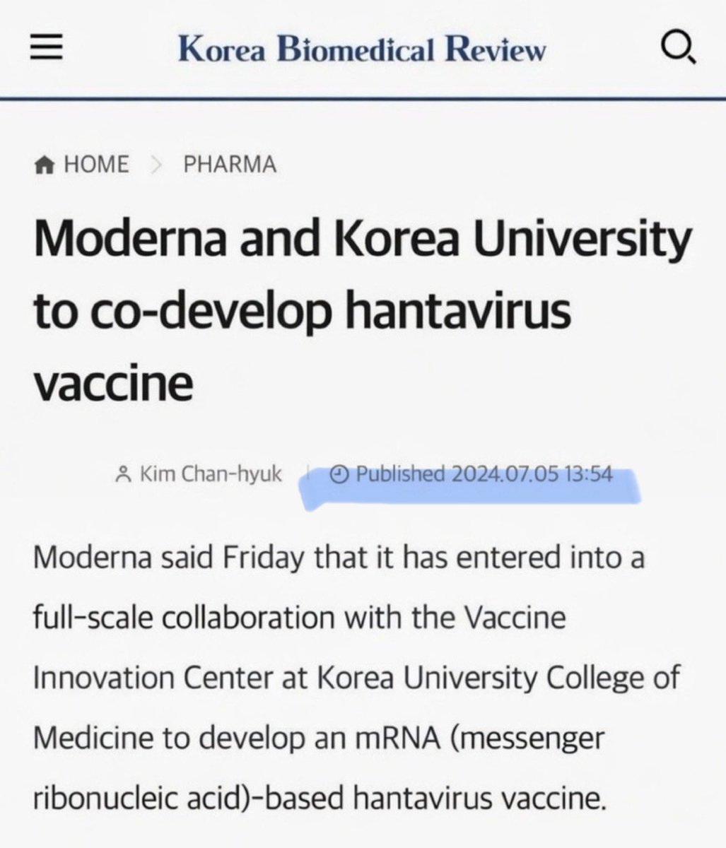 The Pharmaceutical Criminals at Moderna openly admit they conveniently created a ‘Hantavirus Vaccine’ 2 YEARS before the supposed ‘Pandemic’…