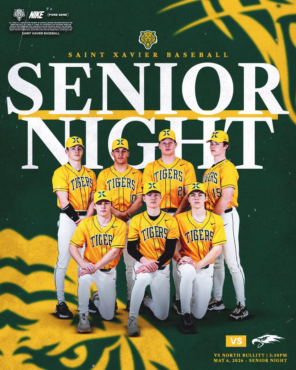 ‼️ Senior Night ‼️ 

🆚 North Bullitt
📅 Wed, May 6
⏰ 5:30 PM 
📍 Saint Xavier High School
