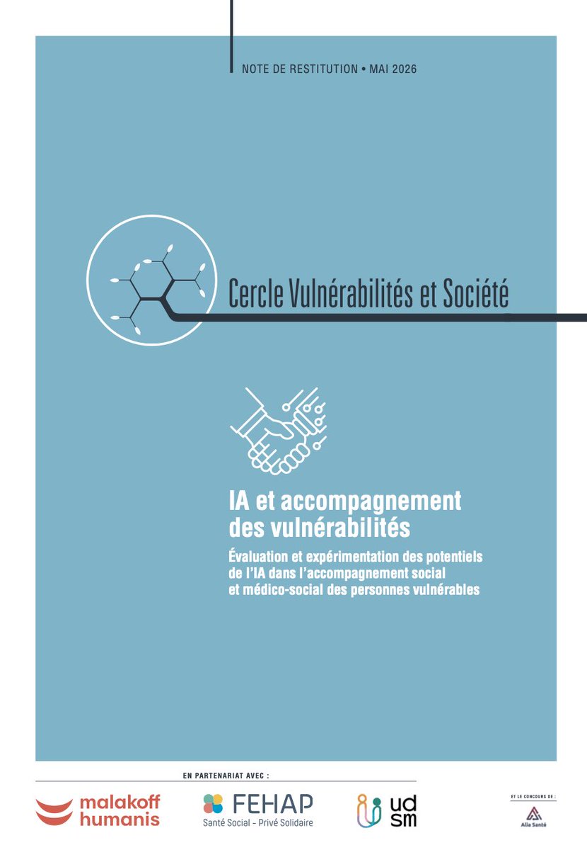 CercleVS's tweet photo. [Résultats] Étude #IA et accompagnement social et médico-social : https://t.co/8d2vdwWmrl
@FEHAP_actu @MalakoffHumanis #UDSM https://t.co/btcu7WXBlP
