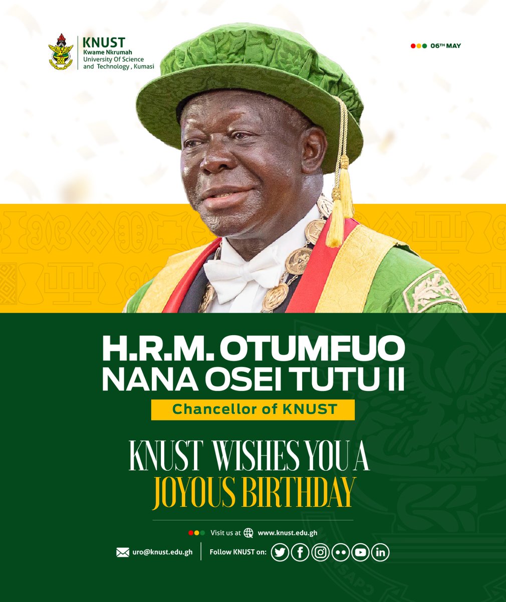 JudahEssel's tweet photo. Today, we celebrate the Chancellor of the Kwame Nkrumah University of Science and Technology, Kumasi, His Royal Majesty Otumfuo Nana Osei Tutu II. God bless you for your endless support to education and development in this country.

@theknustgazette @KNUSTGH https://t.co/NORZToEltP