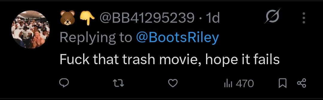 SBattrell's tweet photo. @BootsRiley Somebody's trying to farm engagement with rage bait. What a turd. https://t.co/QQtaIPJhwJ
