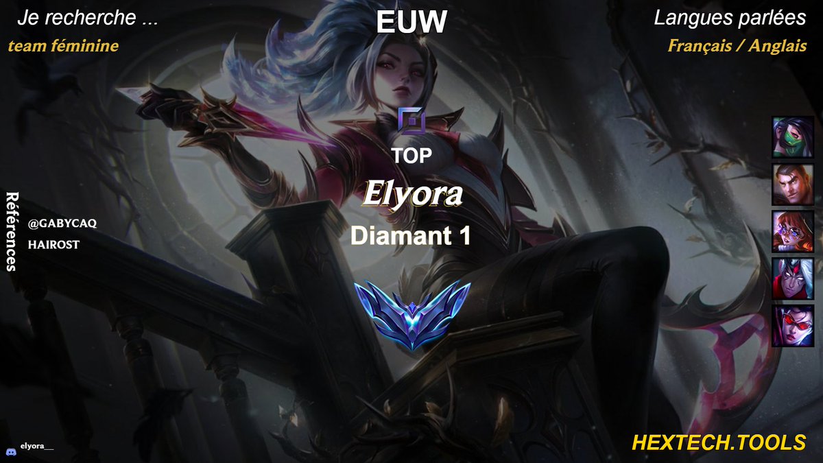 Ouais euh je cherche une team sur lol en toplane, peak d1 77lp dernière saison, là j'ai pas mal derank (emeraude 1) mais j'ai la motiv pour re tryhard 
Grosse capacité d'adaptation à la méta, je peux jouer de tout même si mes meilleurs champions sont des carry
Rt &amp; likes pls <3