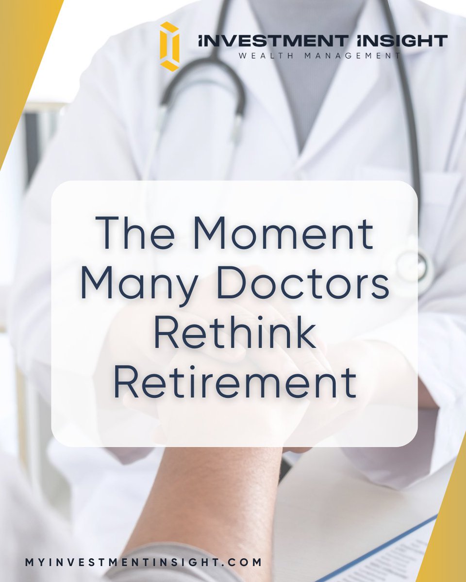 IIWealthMgmt's tweet photo. After years in medicine, many physicians realize they could work for years—but they may not want to. This is when retirement planning gets serious, driven by a desire for flexibility rather than immediate departure. 

Exploring your options makes that future feel less uncertain. https://t.co/z9dyWnghv1