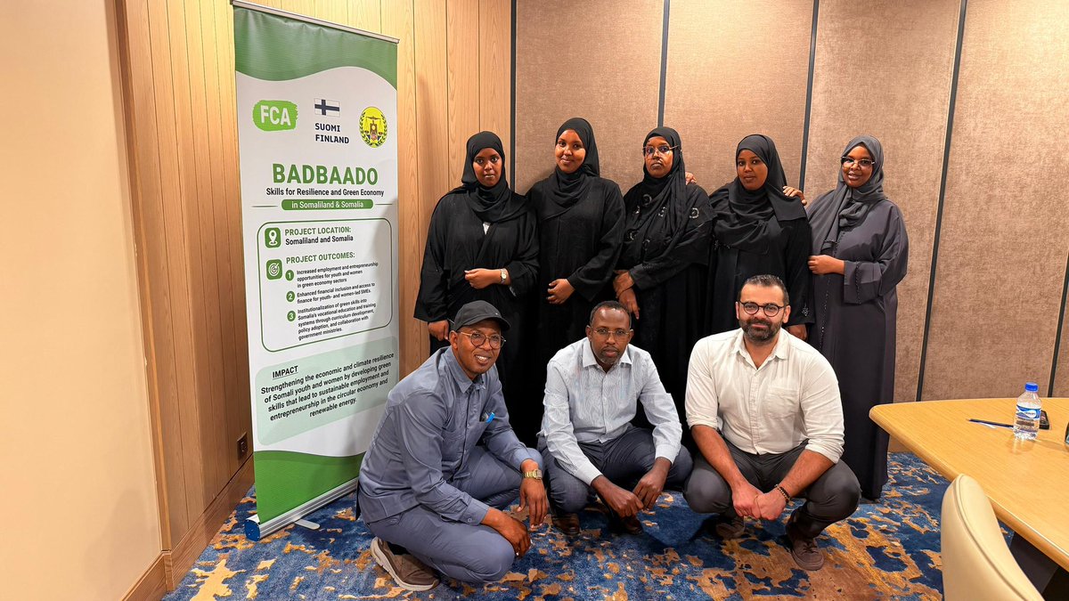 FCASomaliland's tweet photo. The MFA #BadbaadoProject is officially underway. 🚀 Kick-off meeting took place today, in #Hargeisa, bringing the team together to align on priorities and next steps.

With funding from @Ulkoministerio, we’re set to deliver impactful results. 🤝

#GreenSkills #ClimateResilience https://t.co/f008a7mU2t
