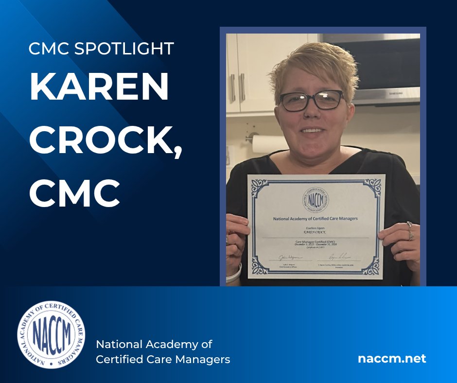 CareManagerCMC's tweet photo. CMC Spotlight: Karen Crock, CMC (Byesville, OH)

Transition Coordinator at National Church Residences with 20+ years in care. Inspired by family caregiving, Karen sees her work as a mission. “The reward is making life better for others.”
#CMC #NACCM #CMCSpotlight https://t.co/cXL64HVEn9