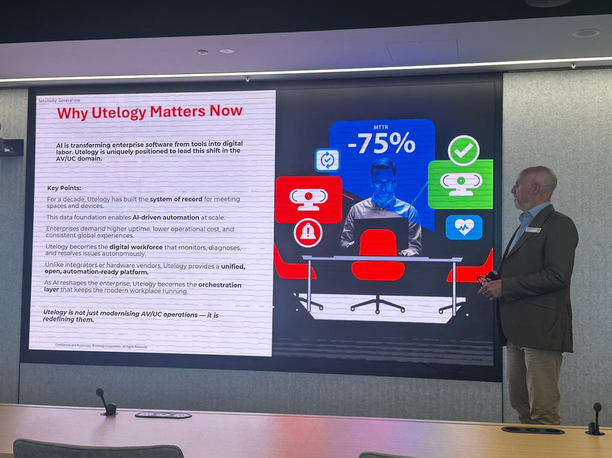 utelogy's tweet photo. Recently in Sydney, the conversation focused on one thing: how AV is evolving.

Utelogy's Managing Director of EMEA joined industry leaders at the AV User Group to share insights on the shift toward more connected, data-driven environments.

Strong discussions. Clear direction! https://t.co/XWudFlAdug