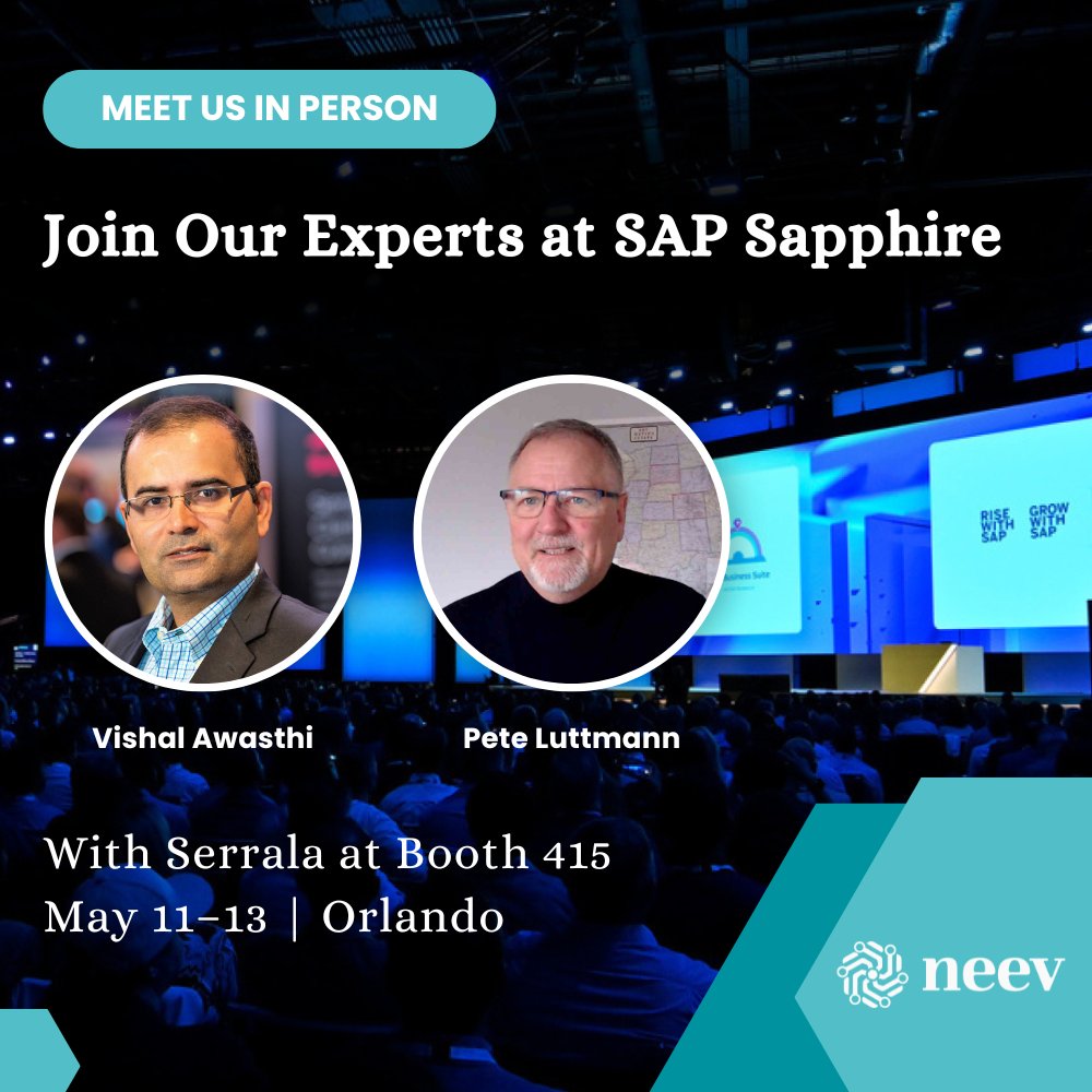 NeevData's tweet photo. We’re excited to be at SAP Sapphire Orlando this May 11–13, and even more excited to be joining our partner Serrala at Booth 415!

👉 Book a meeting with our team in advance and secure time with us at the event: https://t.co/xqfriacxft https://t.co/jGBgAdsfvG