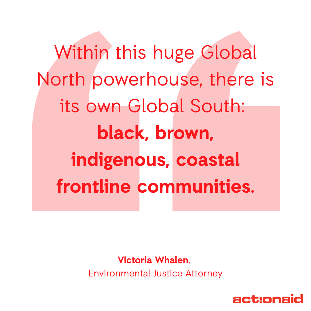 ActionAidUSA's tweet photo. “Within this huge Global North powerhouse, there is its own Global South, which is our Black, Brown, Indigenous, coastal frontline communities.” — Victoria Whalen at our Climate Reparations Camp.  

Frontline voices belong in EVERY room.  

#climatereparations #climatejustice https://t.co/mJyQszJt2t