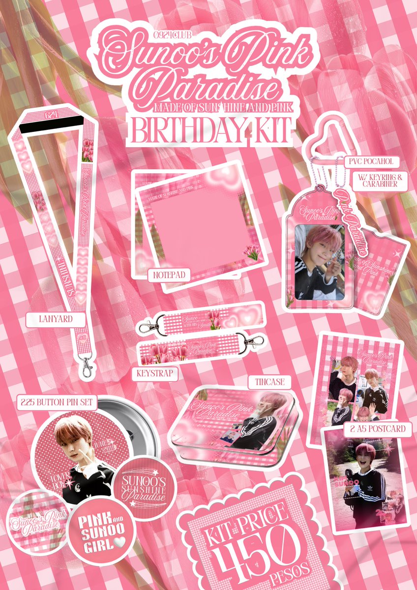 𝗦𝘂𝗻𝗼𝗼'𝘀 𝗣𝗶𝗻𝗸 𝗣𝗮𝗿𝗮𝗱𝗶𝘀𝗲: ONLINE KIT 🌸

Step into Sunoo’s Pink Paradise ~

In celebration of Sunoo’s special day, we’ve prepared something sweet and meaningful just for you. Our Pink Paradise Online Kit is thoughtfully curated to capture his warmth, softness, and