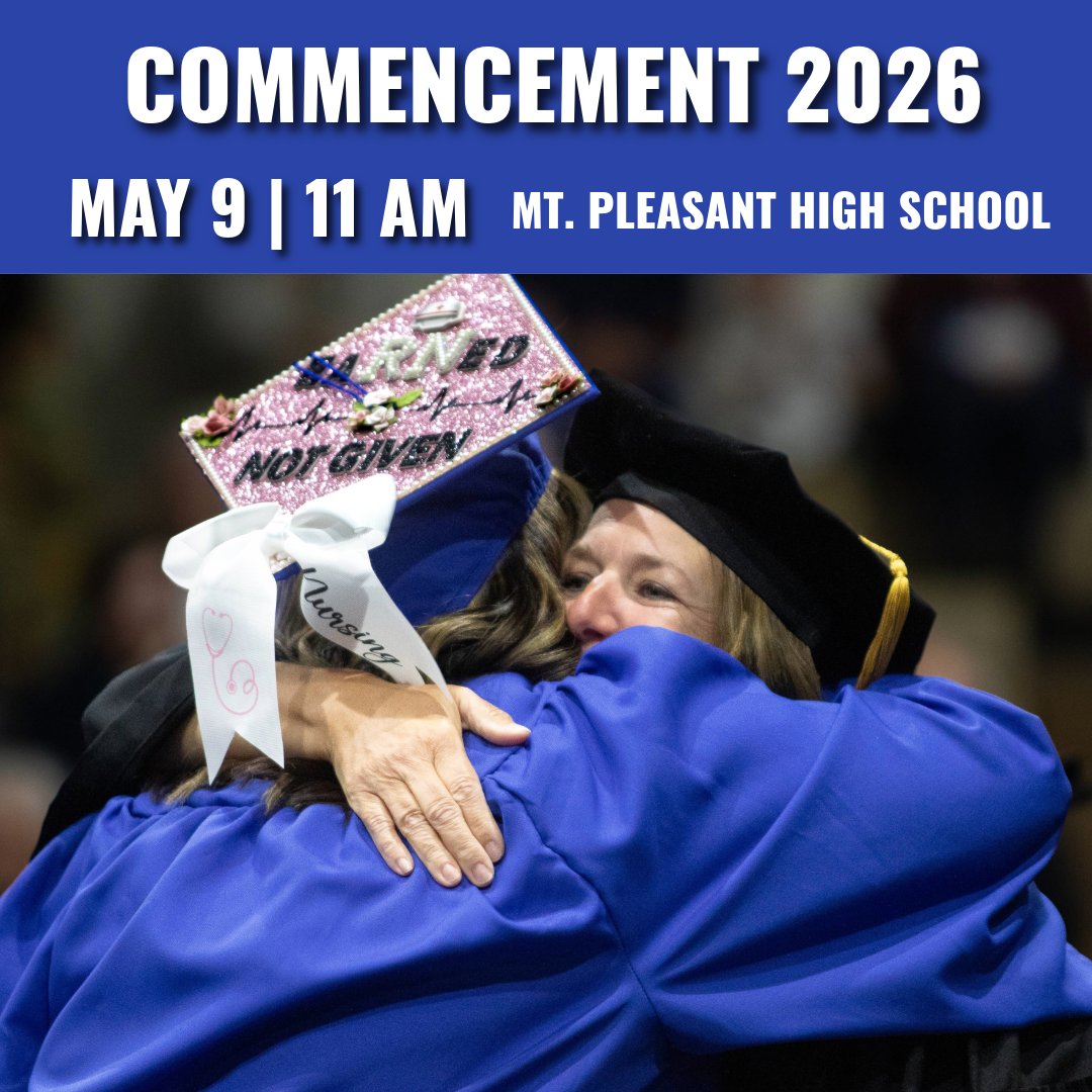 MidMichCollege's tweet photo. Mid Michigan College’s 2026 Commencement is only three days away!  
📅 When: Saturday, May 9, 2026 | 11AM
📍 Where: Mt. Pleasant High School | 1155 South Elizabeth Street, Mt. Pleasant, MI 48858
  For more details, visit https://t.co/1nJfq1XuPZ.
#MidMichGrad2026 https://t.co/ErKPHkU9W2