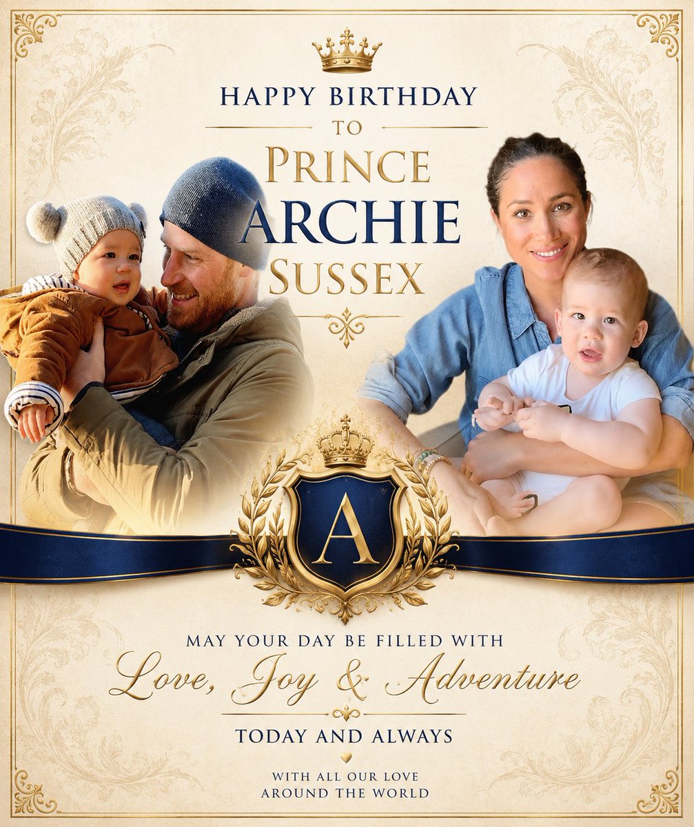 Happy Birthday to Prince Archie Sussex. Wishing him a life filled with love, joy, protection, laughter, and endless happiness. You can see how deeply loved he is by Prince Harry and Meghan, Duchess of Sussex, and that kind of love is beautiful to witness. 👑❤️