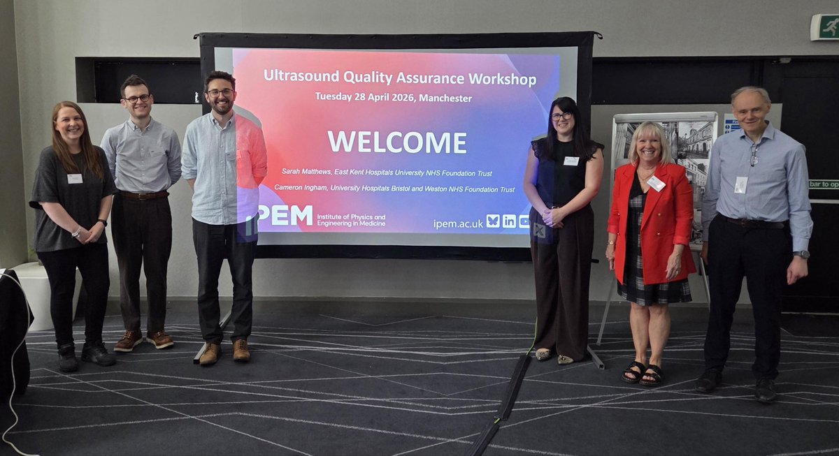 EkhuftPhysics's tweet photo. On Tuesday 28th April, Sarah Matthews from our Medical Physics Team once again ran the IPEM Ultrasound QA Workshop in Manchester with colleagues in non-ionising from around the UK. This is the third year of the workshop being run and every year it has sold out! https://t.co/liL4iGn9sA