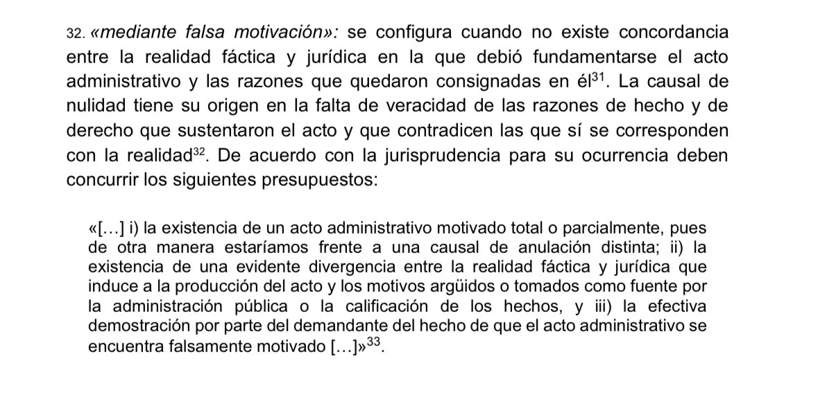 CarlosABallest4's tweet photo. Teoría del acto administrativo: La falsa motivación es una causal de nulidad relacionada con el elemento causal de validez del acto. Lo propio ocurre con la desviación de poder y el elemento finalístico. De ahí que, los vicios respecto de estos elementos configuran tales causales https://t.co/MudddSvO5S