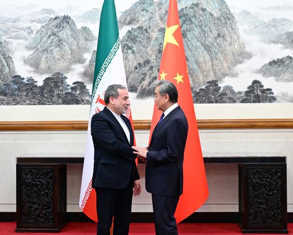 DropSiteNews's tweet photo. 🇨🇳🇮🇷 China and Iran Signal Deepening Alignment as FM Wang Yi Hosts FM Araghchi in Beijing

Iranian Foreign Minister Abbas Araghchi met Chinese FM Wang Yi in Beijing on Wednesday, with both sides issuing statements signaling increased strategic alignment and shared pressure on Washington to negotiate.

Araghchi said the meeting was “constructive,” reaffirming that “a political crisis cannot be solved through military means.” He said Iran appreciates China’s four-point proposal for regional peace and “trusts China” to play an active role in ending the conflict and building a post-war regional framework.

Wang Yi said the region is at “a critical stage of whether the conflict could end,” warning that restarting the war “would be even more ill-advised.” China “supports Iran in safeguarding its national sovereignty and security” and is ready to “play a greater role in restoring peace and tranquility in the Middle East.”

On the nuclear file, Wang Yi said China recognizes Iran’s right to peaceful use of nuclear energy while appreciating its commitment not to develop nuclear weapons.

On the Hormuz standoff, Wang Yi said “the international community has a common concern” about restoring safe passage and urged parties to respond to that call quickly.

The meeting comes one week before Trump’s scheduled summit with Xi in Beijing.