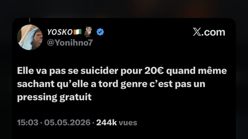 Quand on fait des tweets il faut assumer et pas supprimé après.

 Dinguerie de dire ça.