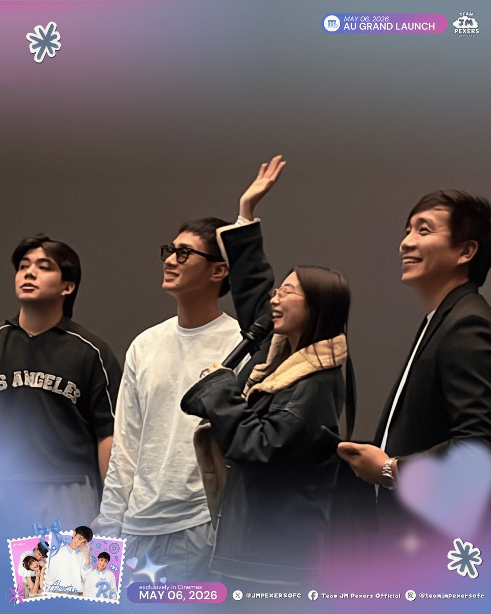 JMPEXERSOFC's tweet photo. We’re beyond grateful to be part of the Almost Us: Grand Launch hosted by Team @JMFyangOfficial! ✨ Big congratulations to the entire team for such a successful and fun event. 💛

We’re so happy to personally meet Pip and Bulots in person as they took the time to visit the blockscreening and greet us. It definitely made the experience extra special. Thank you both for the love and hard work! 🩵

Make sure to watch "Almost Us" right now! Share and spread the word to your family and friends because this film is one of the most beautiful films you will see this year, and the experience is just different on the big screen!

ALMOST US NOW SHOWING
#YeaRRningActorJMIBARRA 
#FYANGasAUWriterJanine
