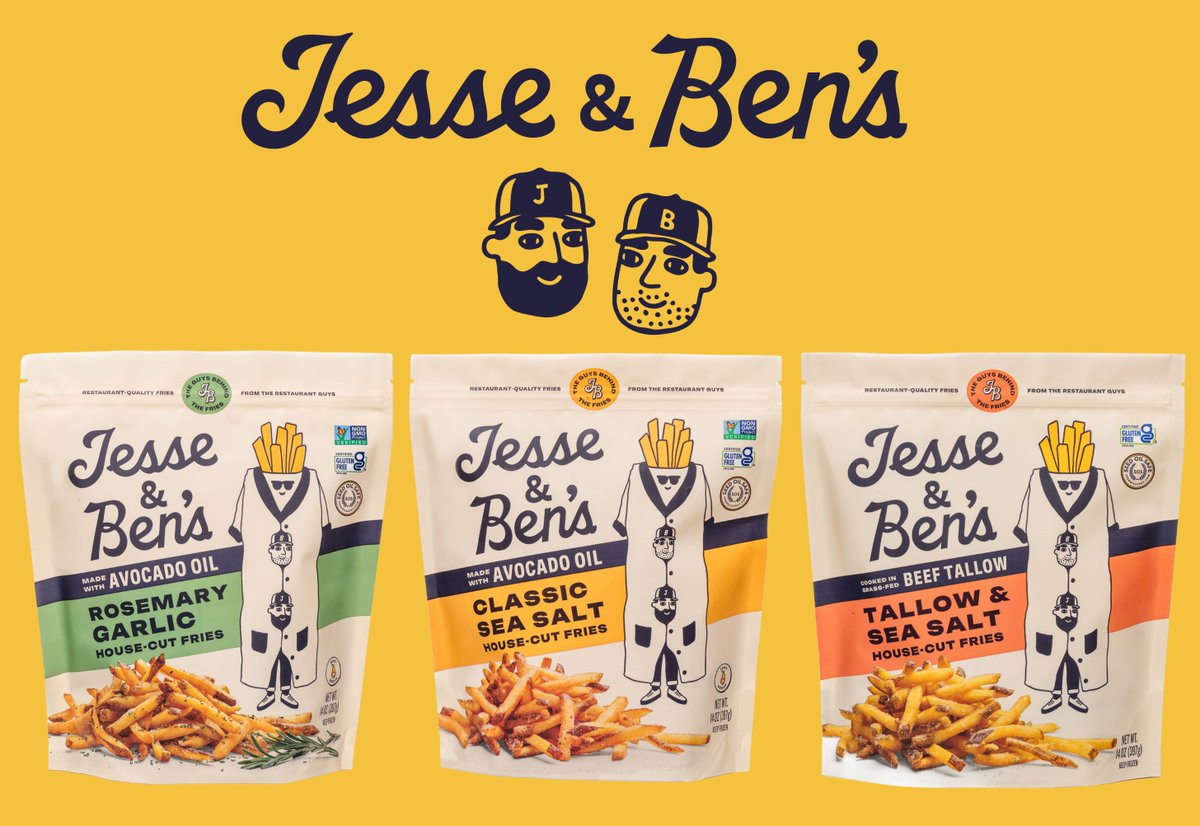 RosenZone's tweet photo. Jesse & Ben's just closed a $10M Series A led by Greycroft 🍟

Two restaurant operators (@jesse_konig  + Ben Johnson) put their first bag on shelves in June 2024.

Last year they grew 1,100% and they're tracking another 300-400% this year!

Now the #1 frozen potato brand at multiple retailers... outselling the legacy giants AND private label.

The team is LOADED (like their fries): @ericthomasryan  (Method, Olly) joining the board. Audrey Burger (formerly Primal Kitchen) joined as Founding President. 

I think they've done a lot right here. Yes, they're doing the whole tallow thing, and yes the ingredients are clean and simple. But what I love about them is they're focused on making a delicious, restaurant-quality french fry first. That, right there, builds a timeless brand. 

Plus they're in one of my favorite CPG categories: Frozen.