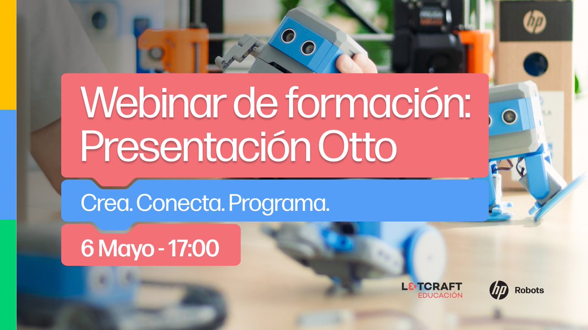 L3TCRAFT_EDU's tweet photo. 🔴 ¡En una hora comenzamos con el webinar gratuito de @OttoDIY !

👉 “Presentación de Otto”

Una sesión pensada para docentes que quieren empezar con la robótica sin complicaciones.

👉 Accede directamente desde este enlace:
https://t.co/k9Zbd7Kkjf https://t.co/jZCJwVWbEf