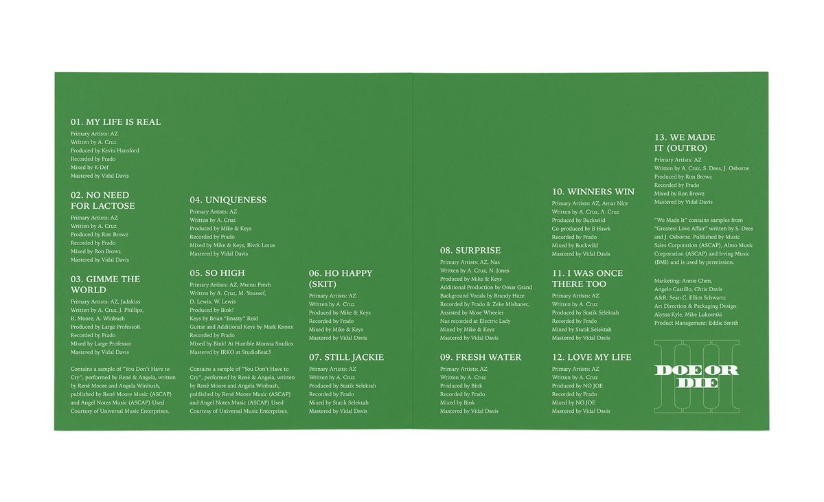 AZ 'Doe or Die III' tracklisting and production credits @quietAZmoney