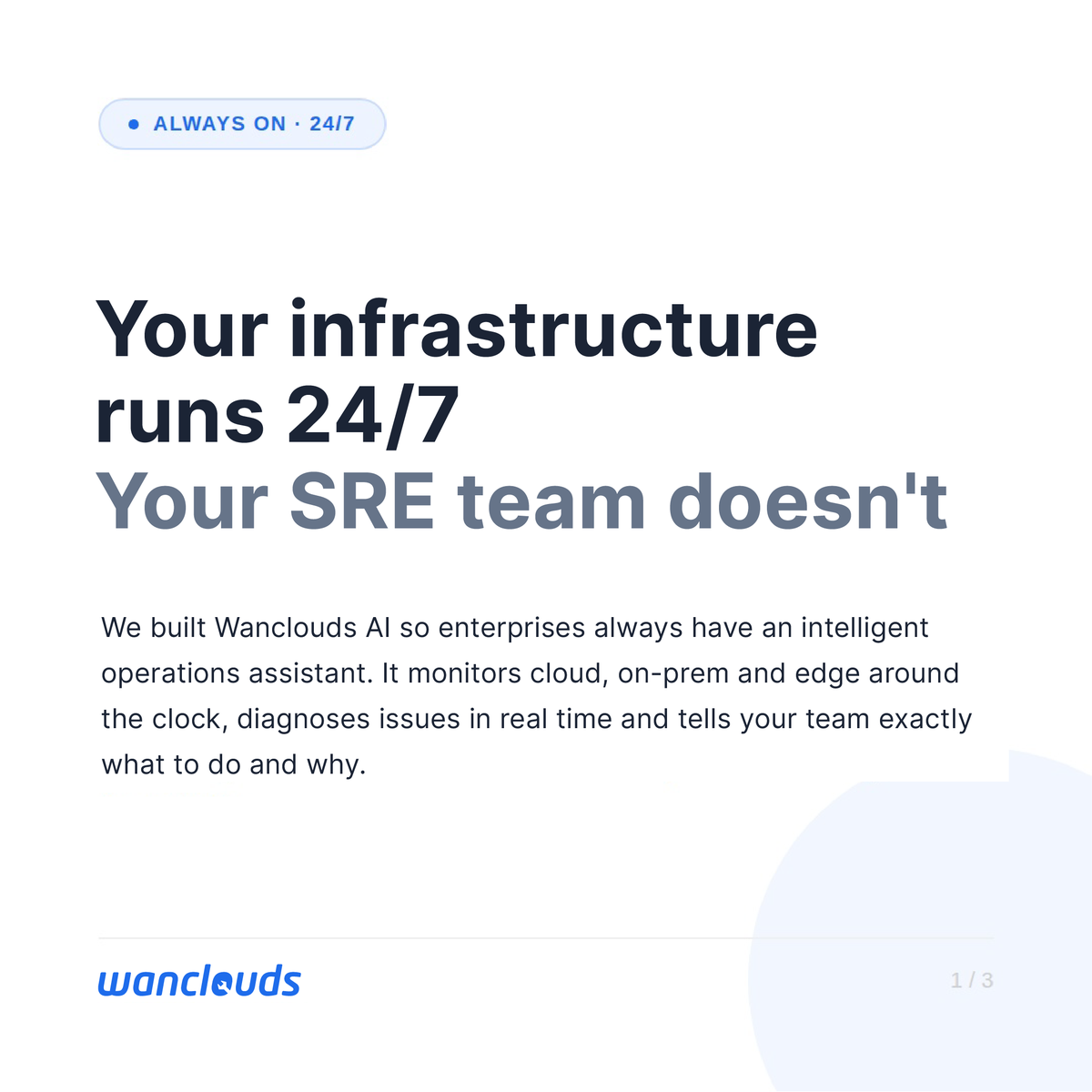 WancloudsInc's tweet photo. Wanclouds #AI acts as an always-on assistant, delivering 80% faster incident resolution and a 50% reduction in operational #costs through automation

Optimize your stack and ensure compliance today at: https://t.co/6fxBrjwDYx https://t.co/dTnWLXDzjM