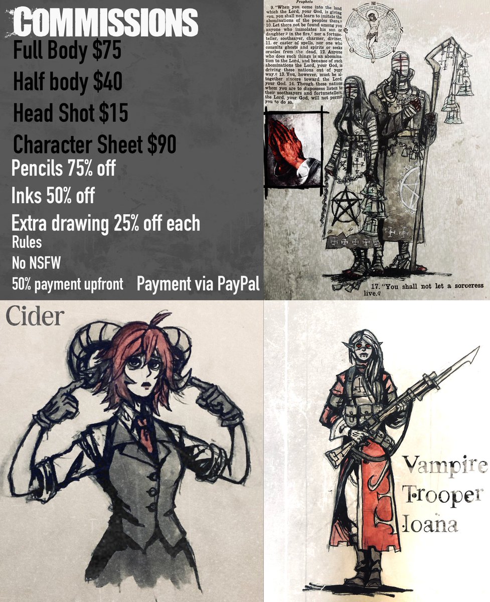 hunter_riker's tweet photo. I’ve made a new commission sheet! If interested in a commission dm me here or on my discord skullman2053 https://t.co/jS7AHtihFZ