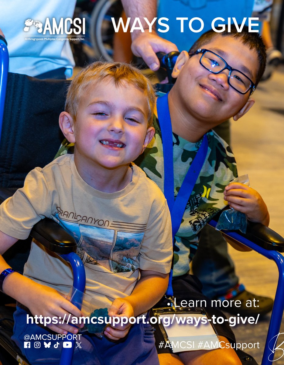 Ways to Give Wednesday💙

Support AMCSI by helping keep AMC resources, research, &amp; Arthrogryposis awareness.

✨ Donate
🌍 Monthly Giving
🏢 Company Match
🎉 Fundraise
💖 Tribute Gifts
🌿 Legacy Gifts
📈 IRA Rollovers

🔗 Learn how: amcsupport.org/ways-to-give

#AMCSI #WaysToGiveWed