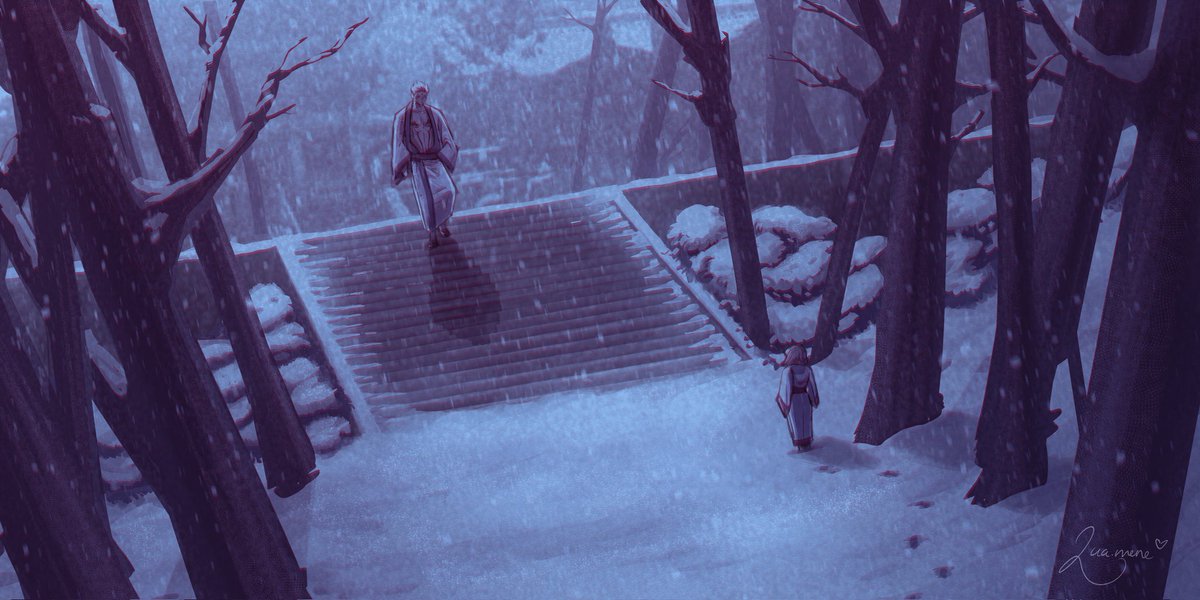 Luamene's tweet photo. Since last year i tryed to focus more on backgrounds and composition.

In this JJK piece i drew Sukuna and Nari. Nari is the OC from @Varukaart ✨️

Its from Naris Backstory "the first meeting".

I hope i did the winter szene justice! 💪🏻✨️

#Sukuna #OC #JujutsuKaisen #JJK #Art https://t.co/ZpfrsHY55U