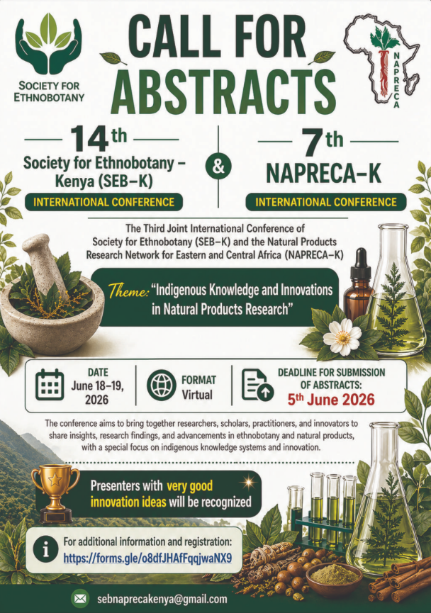 SEBotany's tweet photo. The Call for Abstracts is open for the 14th SEB-K &amp; 7th NAPRECA-K Joint International Virtual Conference, June 18-19, 2026! This year's theme: "Indigenous Knowledge and Innovations in Natural Products Research." 

Abstract deadline is June 5, 2026.
https://t.co/o43HMD1mtN! https://t.co/RfzRO74Qza