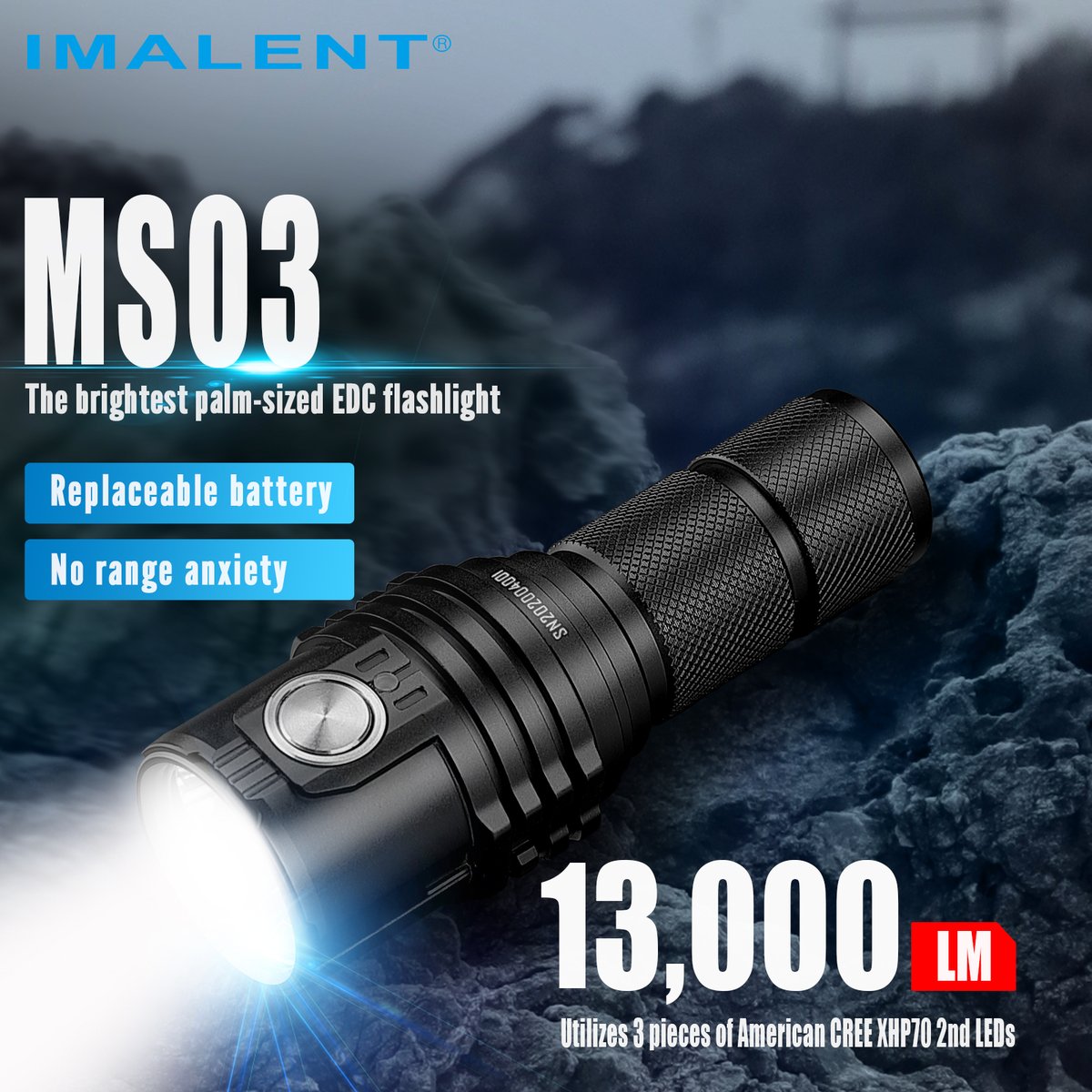 ImalentLight's tweet photo. The IMALENT MS03 — small body, massive power. 💪
With 13,000 lumens, a replaceable 21700 battery, and fast Type-C charging, you’ll never fear the dark again. 🔦
👉 Shop now: https://t.co/0omeU9wWAp

#IMALENT #MS03 #EDCFlashlight #BrightestEDC #OutdoorGear #USAdventure https://t.co/IRHuk1AusV
