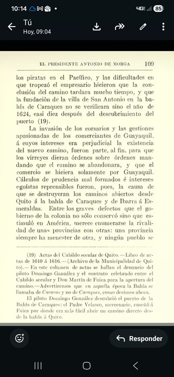 <a href="/Justicia20200/">MY POWER</a> <a href="/pacificopuerto/">Puerto del Pacífico</a> <a href="/mmendozabelen/">Belén Mendoza</a> <a href="/Zavala_Ra/">Raul Zavala</a> <a href="/mach1606/">Mario Arauz Chávez</a> <a href="/patriciodelgado/">𝐏𝐚𝐭𝐫𝐢𝐜𝐢𝐨 𝐃𝐞𝐥𝐠𝐚𝐝𝐨 𝐌𝐚𝐫𝐭í𝐧𝐞𝐳</a> <a href="/CCcomprometidos/">CiudadanosComprometidos</a> <a href="/joselias1/">joselias1</a> <a href="/APortuariaManta/">Puerto de Manta 🇪🇨</a> De este buen diálogo, traigo estas citas, de publicación 1893, sobre la reseña del camino y puerto de Bahía, cerrado por influencia de los intereses de los comerciantes de Guayaquil, a esa época.
«las gestiones apasionadas de los comerciantes de Guayaquil, á cuvos intereses...»