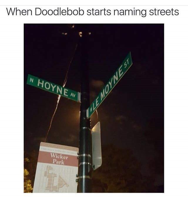 goblinbanker's tweet photo. Thinking about the Doodlebob intersection in Wicker Park https://t.co/tezc3UkIJG