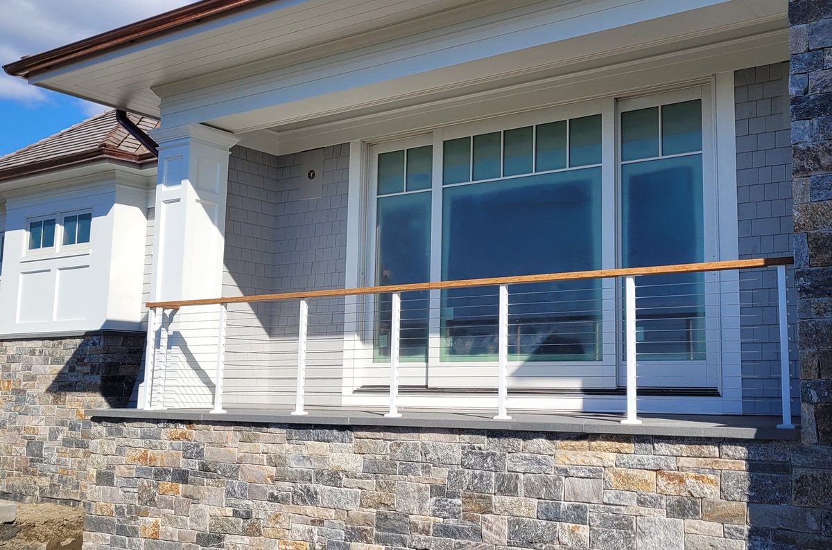AtlantisRail's tweet photo. We are thrilled to showcase this stunning property, where traditional stone architecture meets contemporary design. Considering a project? Explore our product gallery to achieve this view for yourself.

#Railing #Landscape #View #Deck #ProjectSpotlight #DeckDesign #CableRailing https://t.co/2NYUKDJG7W