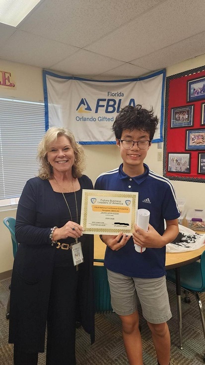 OGAOCPS's tweet photo. CONGRATULATIONS goes out to Khang N. for winning a $500.00 Scholarship to attend the FBLA National Leadership Conference in San Antonio!  He was selected out of 800 applicants!  He had to write an essay, create a resume, and have a letter of recommendation from Mrs. Dunn. https://t.co/dfVYzw7bo7