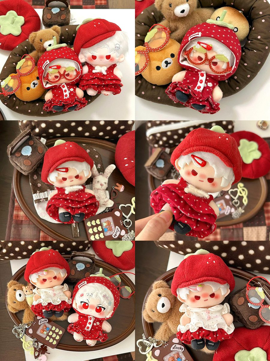 ちびぬい　いちごコーデ　オーダーページ　すのチル　関西ちびぬい　ぬい服 ✨*・*:.｡.:*新作ぬい服情報*:.｡.:*・*✨ いちご🍓コーデ色々…✨ 見て