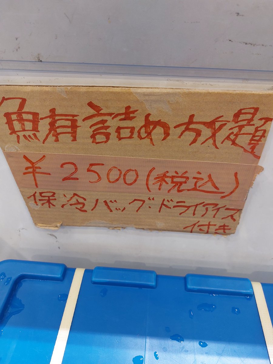 NAOTO_SW_0718's tweet photo. 千客万来で冷凍マグロつめ放題やってた。2,500円で926g取れたから満足。歴代1位は968gらしいから惜しかったな。 https://t.co/emkNL7RPLn