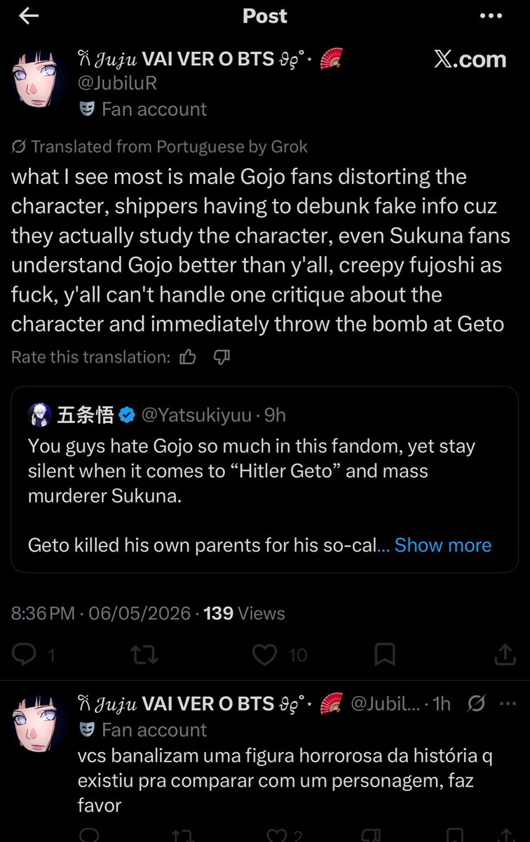It’s always the fujoshi from Geto fandom who hate / deny on Gege’s word ...
